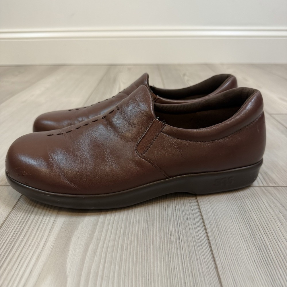 SAS ViVa Comfort Shoes Loafers Slip On Walking Flats Brown Leather Womens 10.5 W